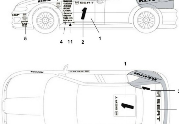 Seat Leon Supercopa (2002) - drawings (drawings) of the car